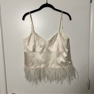 Cinq a sept spaghetti strap feather top